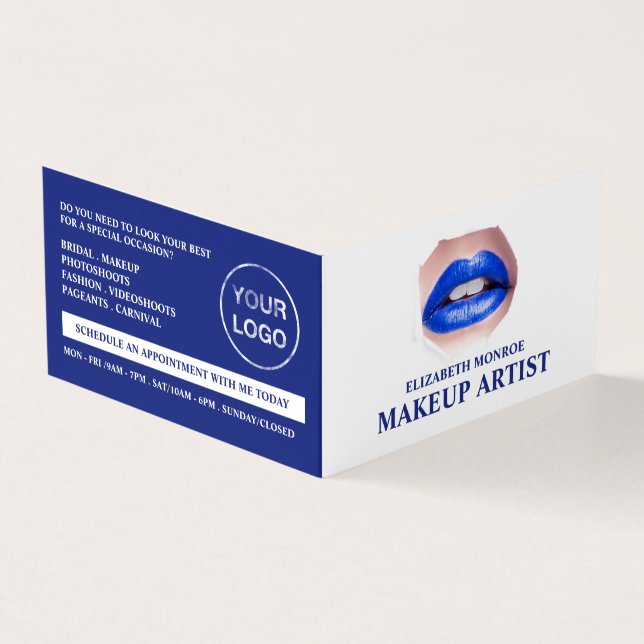 Moderne blaue Lippen, Makeup Artist, Treuekarte, Visitenkarten (Vorderseite)