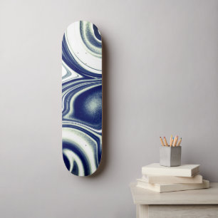 Moderne blaue Marmor-Textur-Skateboard Skateboard