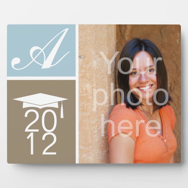 Moderne blaue Maßkappe für Monogramm Fotoplatte (Vorderseite)