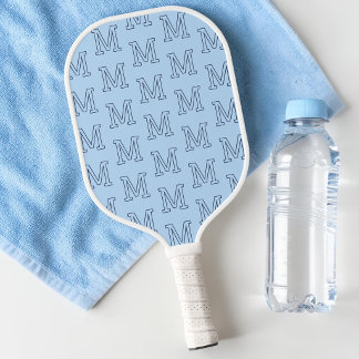Moderne Blaue Minimalistische Anfangsbuchstaben Mo Pickleball Schläger