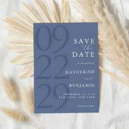 Moderne Blaue Minimalistische Hochzeit Save The Date