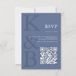 Moderne Blaue Monogramm-Minimalistische Hochzeit RSVP Karte