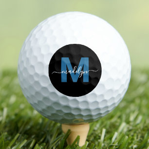 Moderne blaue Monogramm-Name Anfangsbuchstaben per Golfball