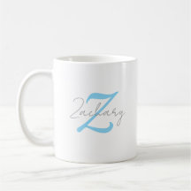 Moderne blaue Monogramm- und Schriftzug-Namensanpa
