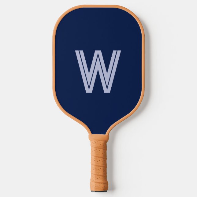 Moderne blaue Monogramminitiale Pickleball Schläger (Vorderseite)