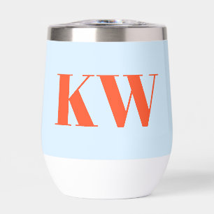 Moderne blaue orange Monogramm-Initialen personali