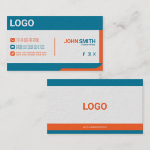 Moderne Blaue Orange Unternehmens Visitenkarten De Visitenkarte