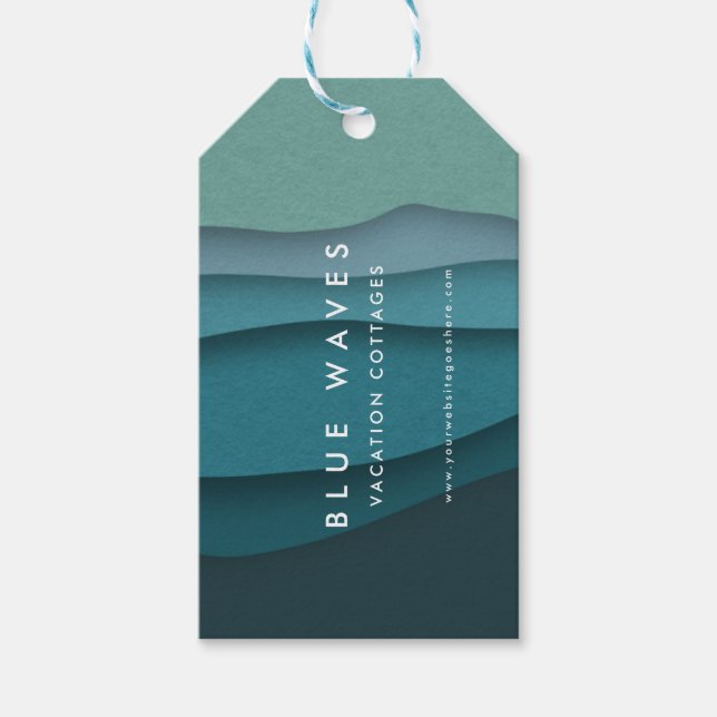 Moderne Blaue Ozeanwellen Geschenkanhänger (Vorderseite)
