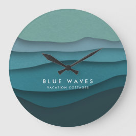 Moderne Blaue Ozeanwellen Große Wanduhr