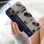 Moderne blaue Paare benennen 3 Foto-Kollaborations Case-Mate iPhone Hülle<br><div class="desc">Moderne marineblaue Paare benennen 4 Fotos Collage Grid,  ein Geschenk für ein Paar oder beste Freunde.</div>