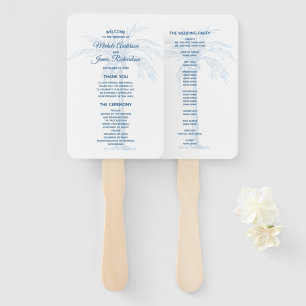 Moderne blaue Palmwedel-Tropenstrand-Hochzeitsprog Fächer