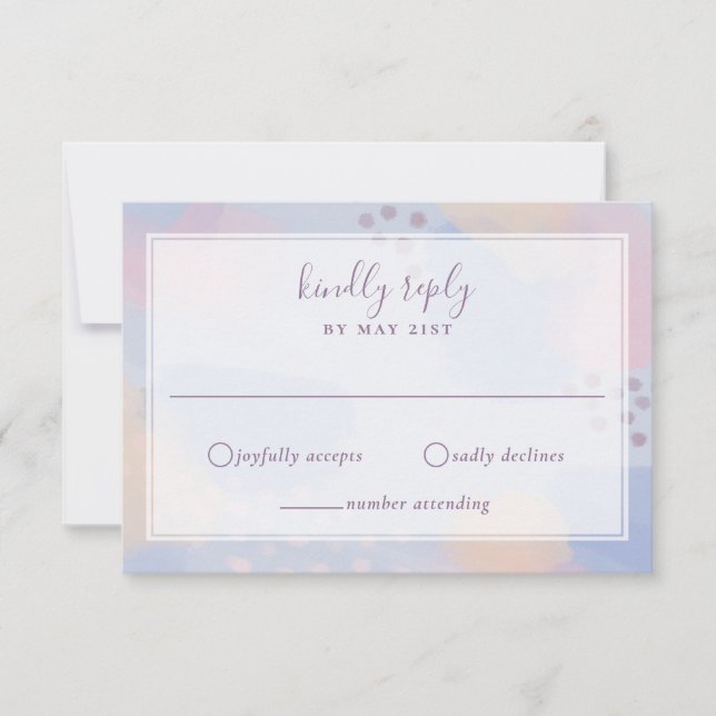 Moderne blaue Pastell Abstrakte Kunstwerke RSVP Karte (Vorderseite)