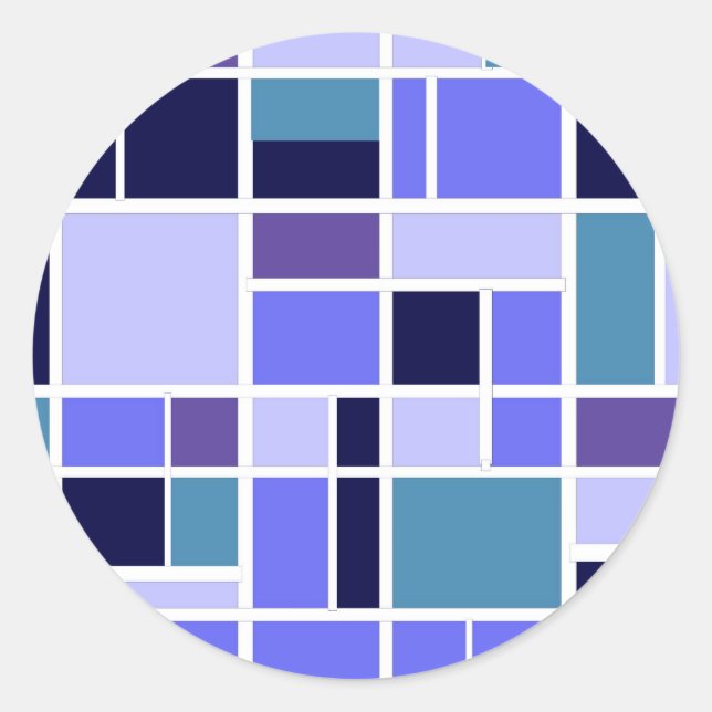 Moderne blaue Plätze Runder Aufkleber (Vorderseite)