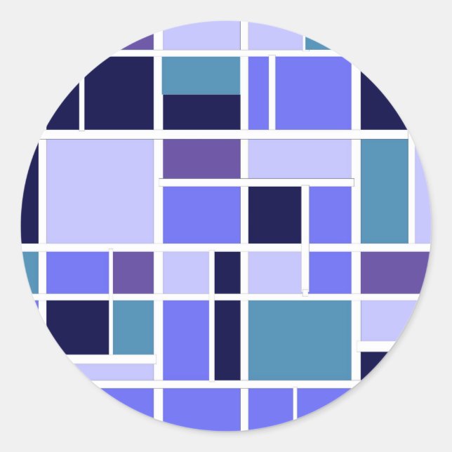 Moderne blaue Plätze Runder Aufkleber (Vorderseite)