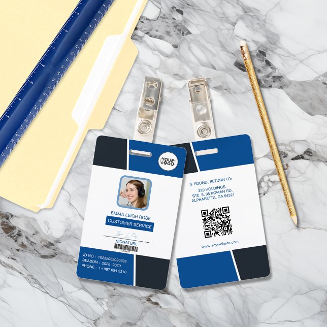 Moderne blaue professionelle Mitarbeiter-Foto-ID Ausweis (Von Creator hochgeladen)