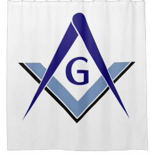 Moderne Blaue Quadrat und Zirkel Duschvorhang