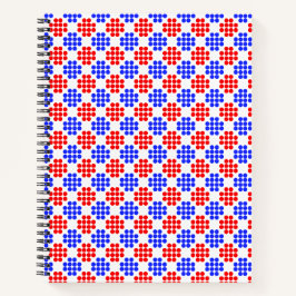 Moderne blaue rote gepunktete Diamanten auf Weiß Notizbuch