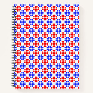 Moderne blaue rote gepunktete Diamanten auf Weiß Notizbuch