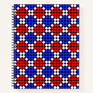 Moderne blaue rote weiße gepunktete Diamanten auf  Notizbuch