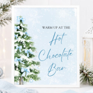 Moderne Blaue Schleifen Weihnachtsbaum Heiße Schok Poster