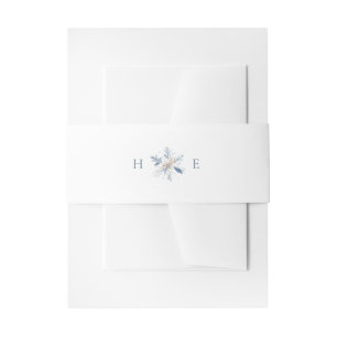 Moderne Blaue Schneeflocke Monogramm Hochzeit Einladungsbanderole