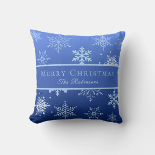 Moderne blaue Schneeflocken Kissen