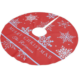 Moderne blaue Schneeflocken Polyester Weihnachtsbaumdecke