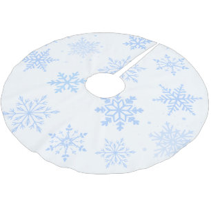 Moderne blaue Schneeflocken Polyester Weihnachtsbaumdecke