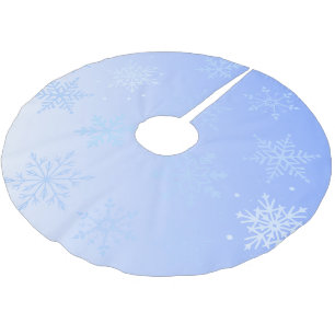 Moderne blaue Schneeflocken Polyester Weihnachtsbaumdecke