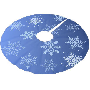 Moderne blaue Schneeflocken Polyester Weihnachtsbaumdecke