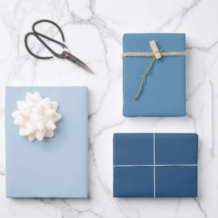 Moderne blaue Solid-Farbwrapping-Papierblätter Geschenkpapier Set