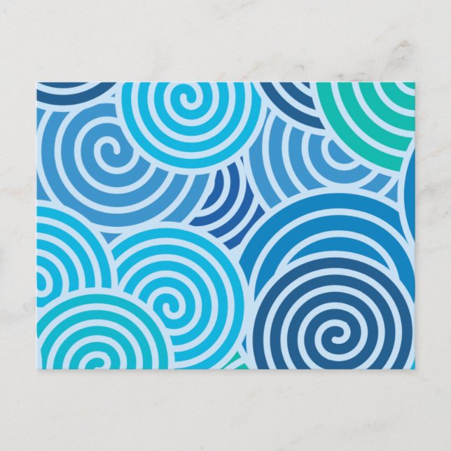 Moderne blaue Spiralmuster Postkarte (Vorderseite)