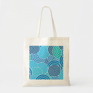 Moderne blaue Spiralmuster Tragetasche