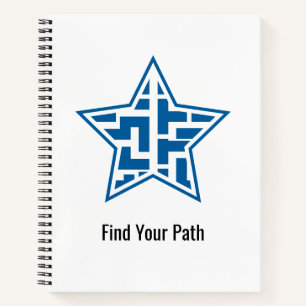Moderne Blaue Stern-Maze-Geometrische Muster Notizbuch