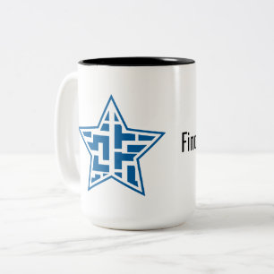 Moderne Blaue Stern-Muster-Geometrie Zweifarbige Tasse