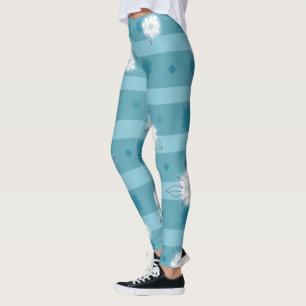 Moderne blaue Sterne und weiße Gärten Leggings