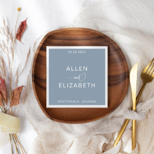 Moderne, blaue Stilvolle Personalisierte Hochzeit Serviette