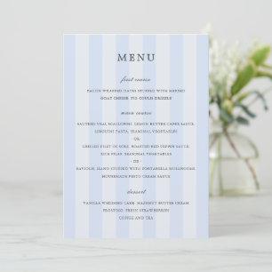 Moderne blaue Streifen elegante Hochzeit Menükarte
