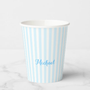 Moderne blaue Streifen Elegante Typografie Mit Mon Pappbecher