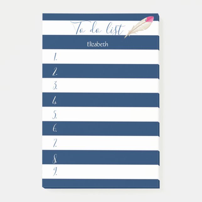 Moderne blaue Streifen, Feder, zu erledigen Post-it Klebezettel (Vorderseite)