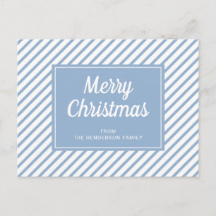 Moderne Blaue Streifen Frohe Weihnachten Postkarte