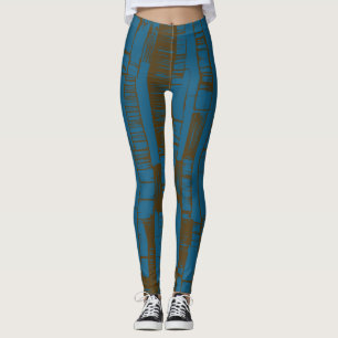 Moderne blaue und braune abstrakte Muster Leggings