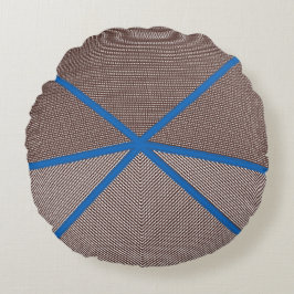 Moderne blaue und braune geometrische runde Kissen