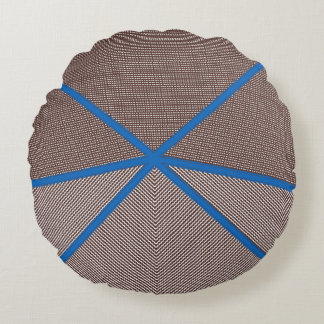 Moderne blaue und braune geometrische runde Kissen