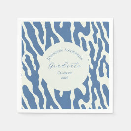 Moderne blaue und cremefarbene abstrakte Abschluss Serviette