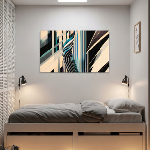 Moderne Blaue und Cremige Abstrakte Dynamik Poster