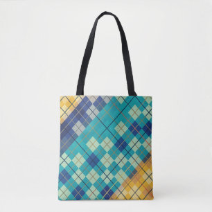 Moderne blaue und gelbe Argyle-Muster Tasche