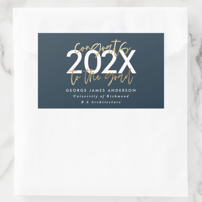 Moderne, blaue und goldene Schrift, stilvoller Abs Rechteckiger Aufkleber (Tasche)