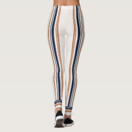 Moderne blaue und goldene weiße Streifen Leggings