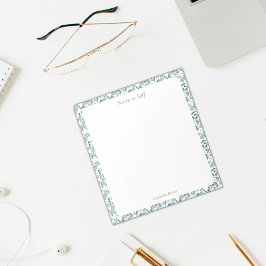 Moderne blaue und grüne botanische Grenze Notizblock